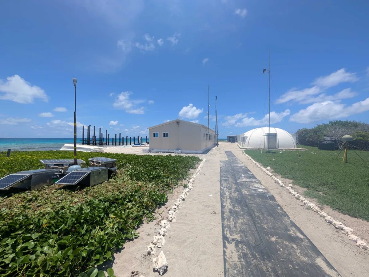 Photo of station deployed just off the beach.