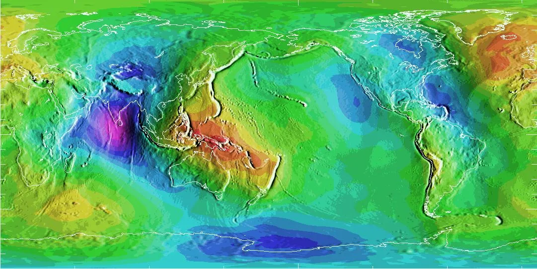 Color gravity map of Earth.