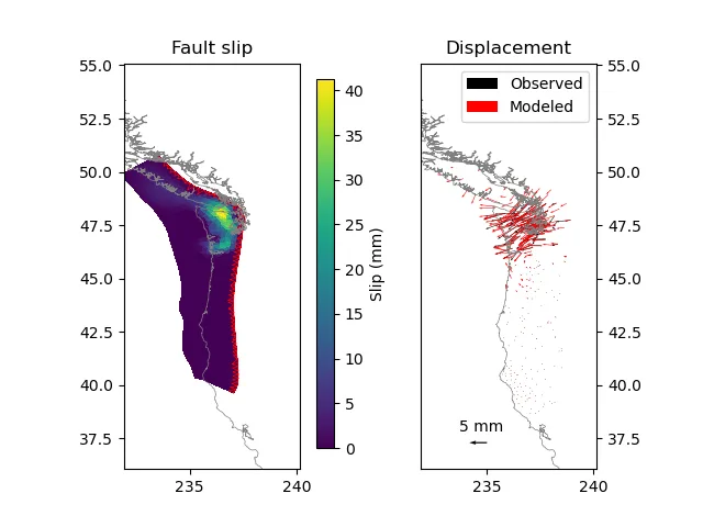 Two map plots of of the Cascade subduction zone.