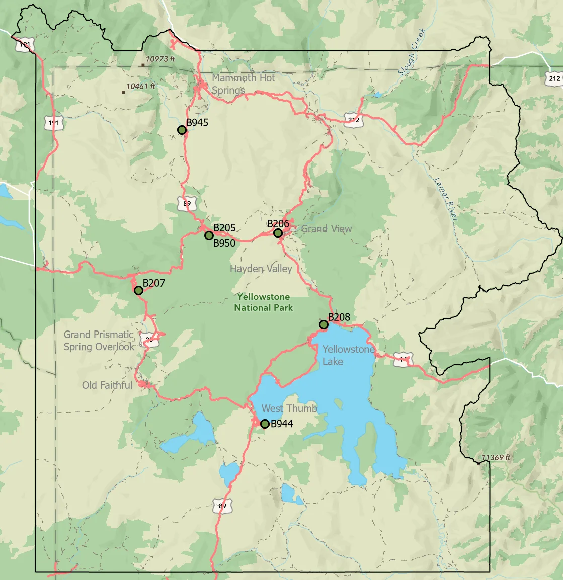 Map of Yellowstone.